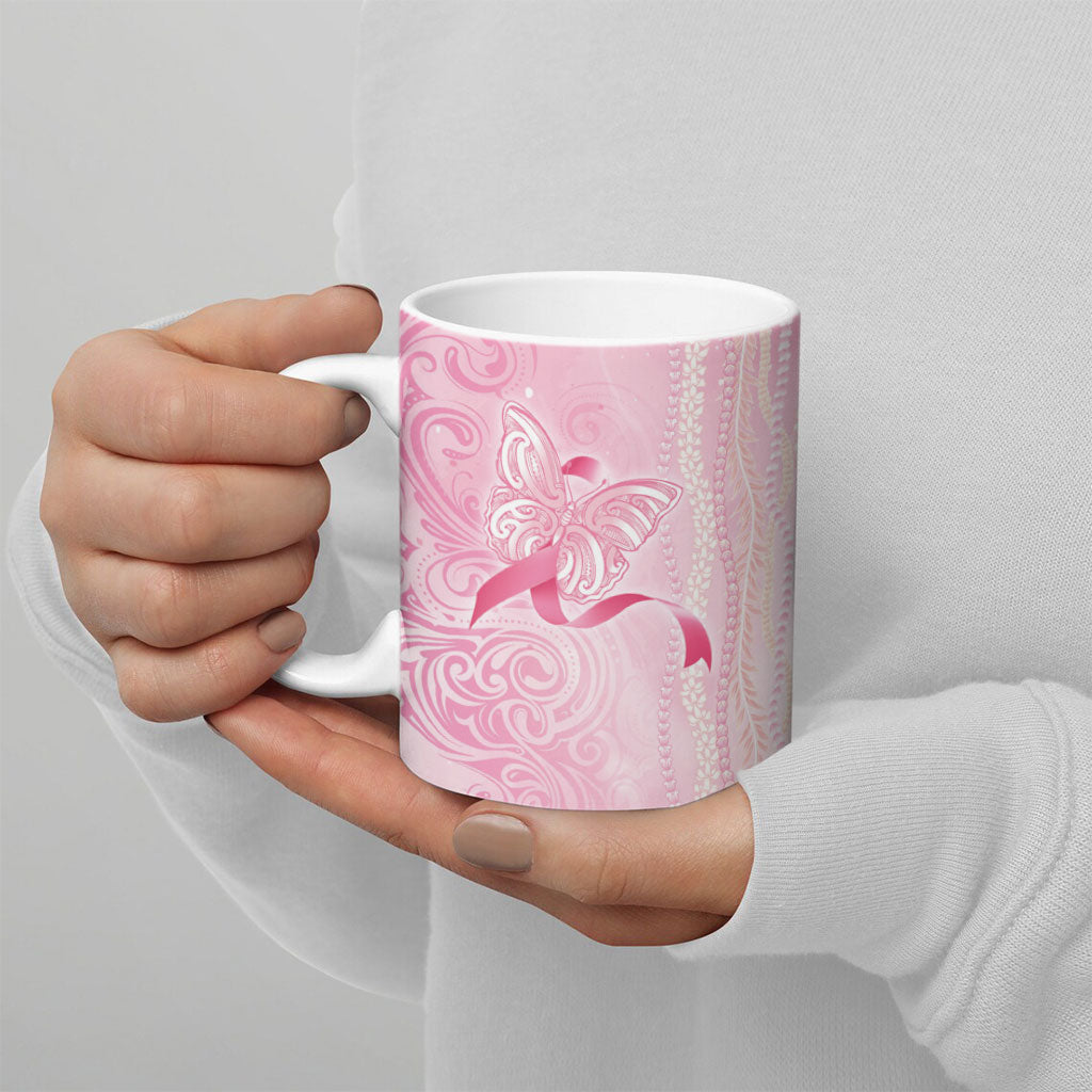 Hawaii Breast Cancer Support Ceramic Mug Maile Pikake Lokelani Crown Flower Lei Inspired