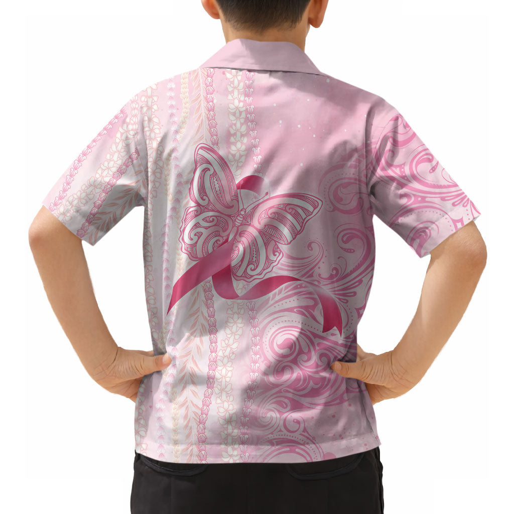 Hawaii Breast Cancer Support Hawaiian Shirt Maile Pikake Lokelani Crown Flower Lei Inspired
