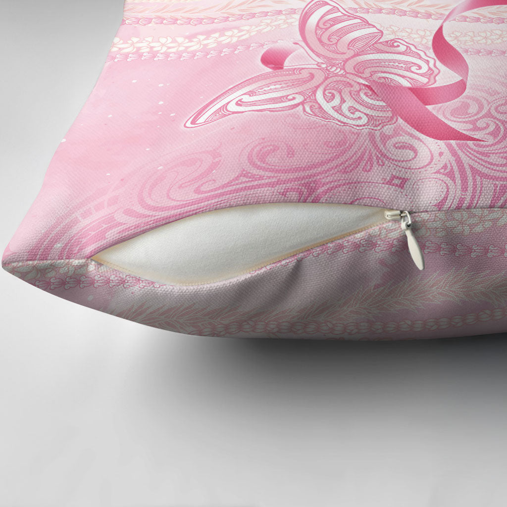 Hawaii Breast Cancer Support Pillow Cover Maile Pikake Lokelani Crown Flower Lei Inspired