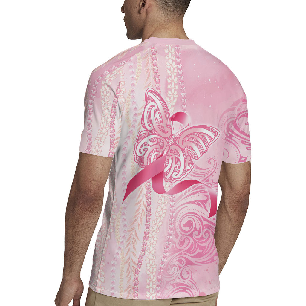 Hawaii Breast Cancer Support Rugby Jersey Maile Pikake Lokelani Crown Flower Lei Inspired