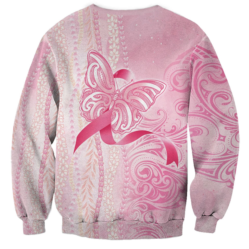 Hawaii Breast Cancer Support Sweatshirt Maile Pikake Lokelani Crown Flower Lei Inspired