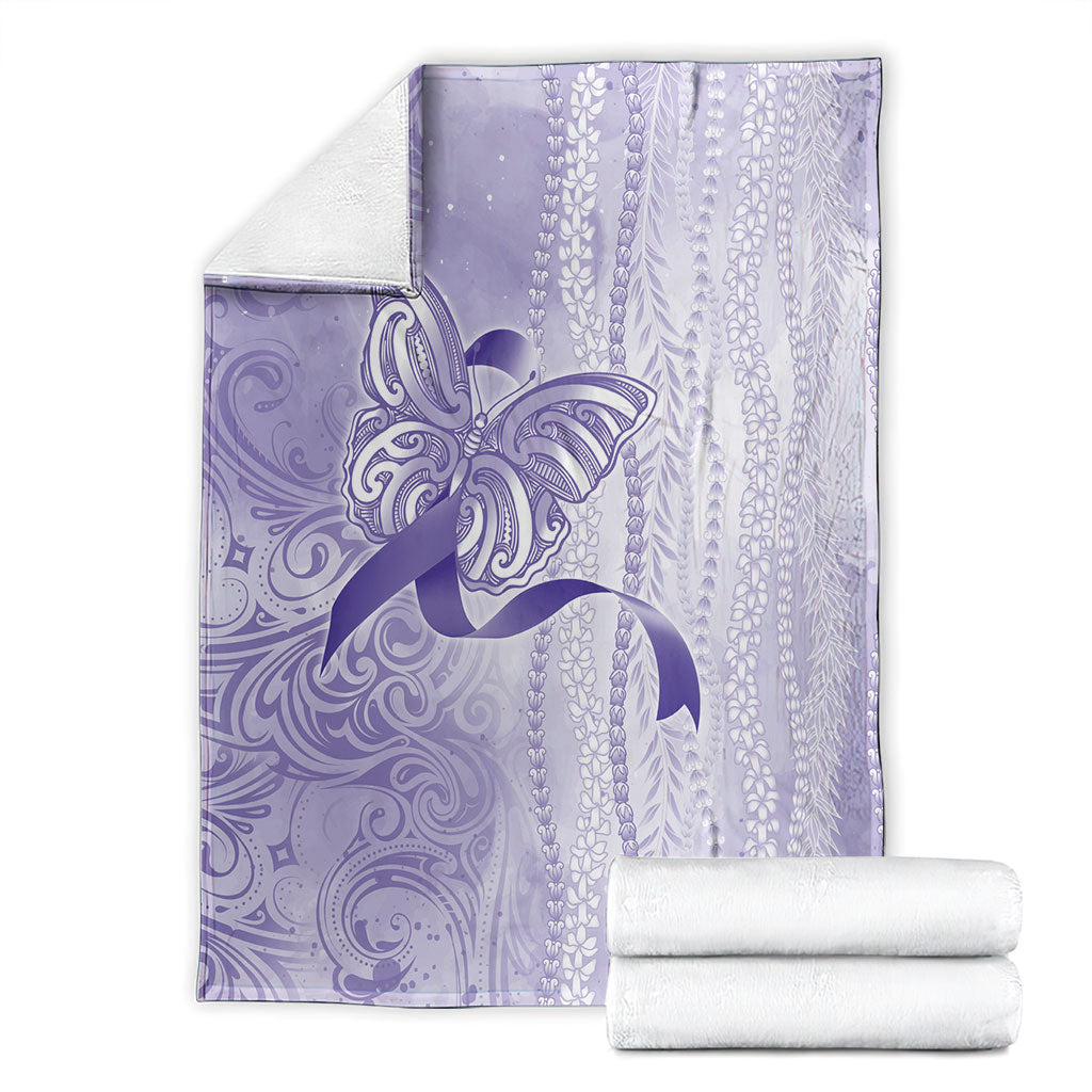 Hawaii Epilepsy Support Purple Ribbon Strength Blanket Maile Pikake Lokelani Crown Flower Lei Inspired