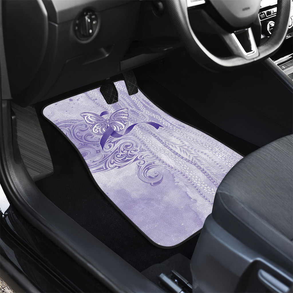 Hawaii Epilepsy Support Purple Ribbon Strength Car Mats Maile Pikake Lokelani Crown Flower Lei Inspired