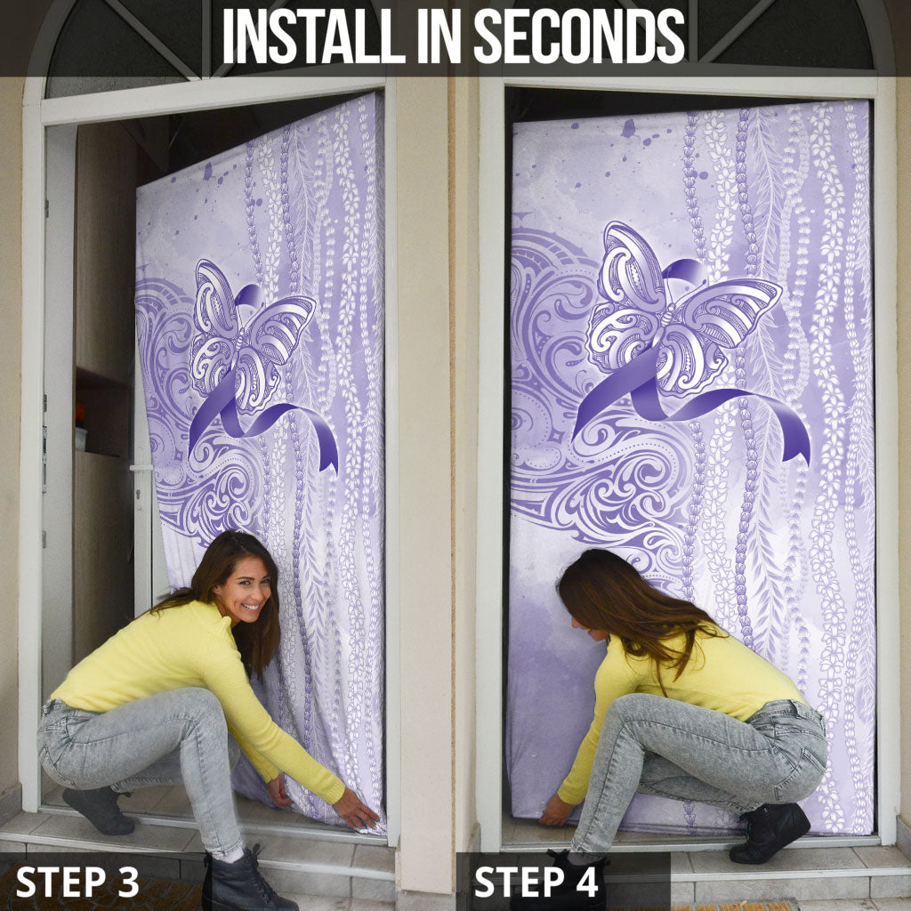 Hawaii Epilepsy Support Purple Ribbon Strength Door Cover Maile Pikake Lokelani Crown Flower Lei Inspired