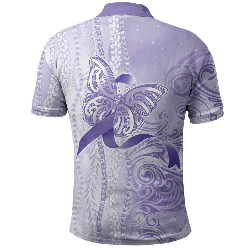 Hawaii Epilepsy Support Purple Ribbon Strength Polo Shirt Maile Pikake Lokelani Crown Flower Lei Inspired