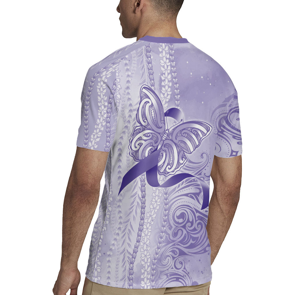 Hawaii Epilepsy Support Purple Ribbon Strength Rugby Jersey Maile Pikake Lokelani Crown Flower Lei Inspired