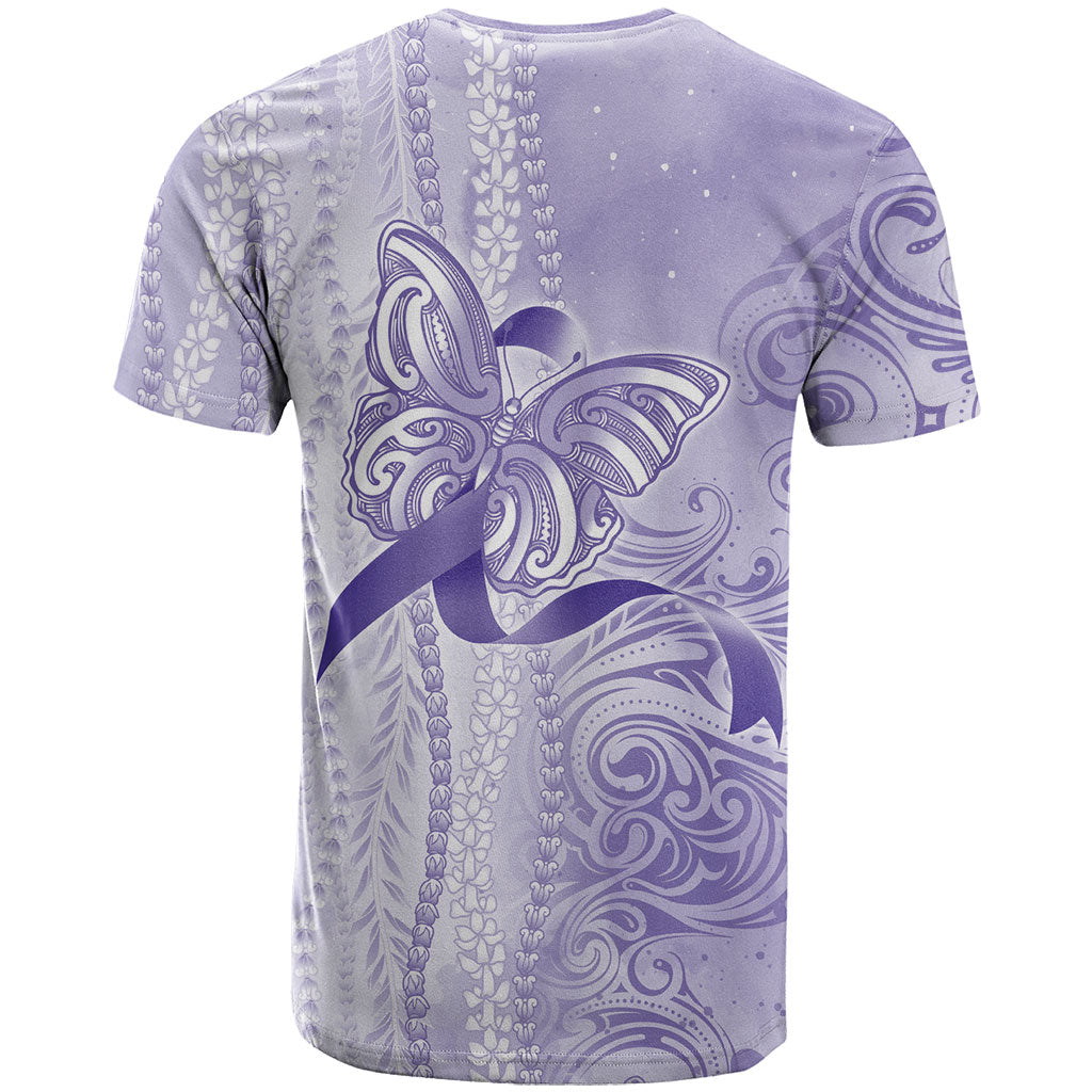 Hawaii Epilepsy Support Purple Ribbon Strength T Shirt Maile Pikake Lokelani Crown Flower Lei Inspired