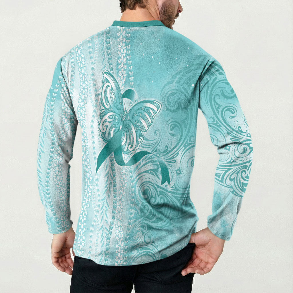 Hawaii PTSD Support Healing From Trauma Button Sweatshirt Maile Pikake Lokelani Crown Flower Lei Inspired