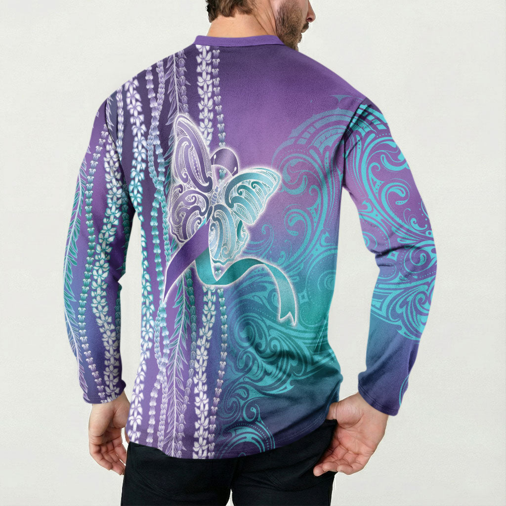 You Matter Suicide Prevention Support Button Sweatshirt Maile Pikake Lokelani Crown Flower Lei Inspired