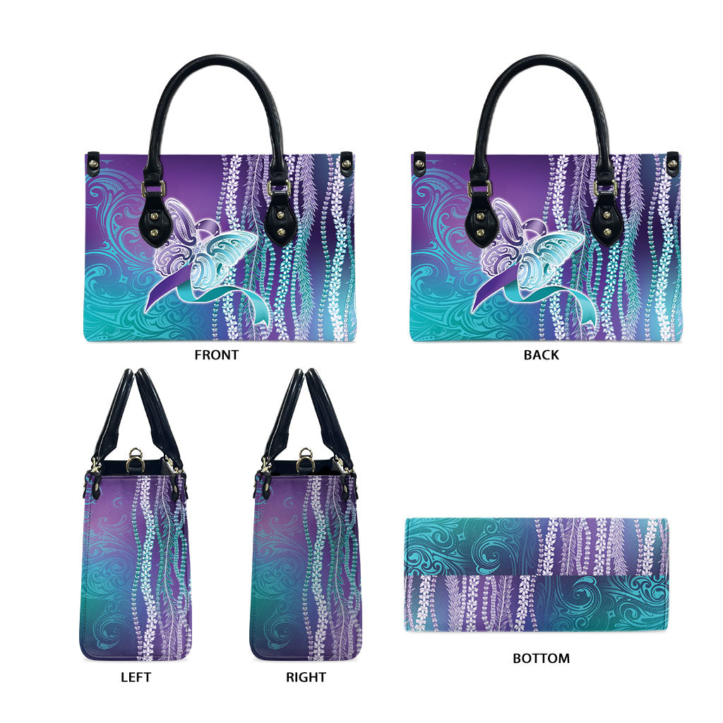 You Matter Suicide Prevention Support Leather Bag Maile Pikake Lokelani Crown Flower Lei Inspired