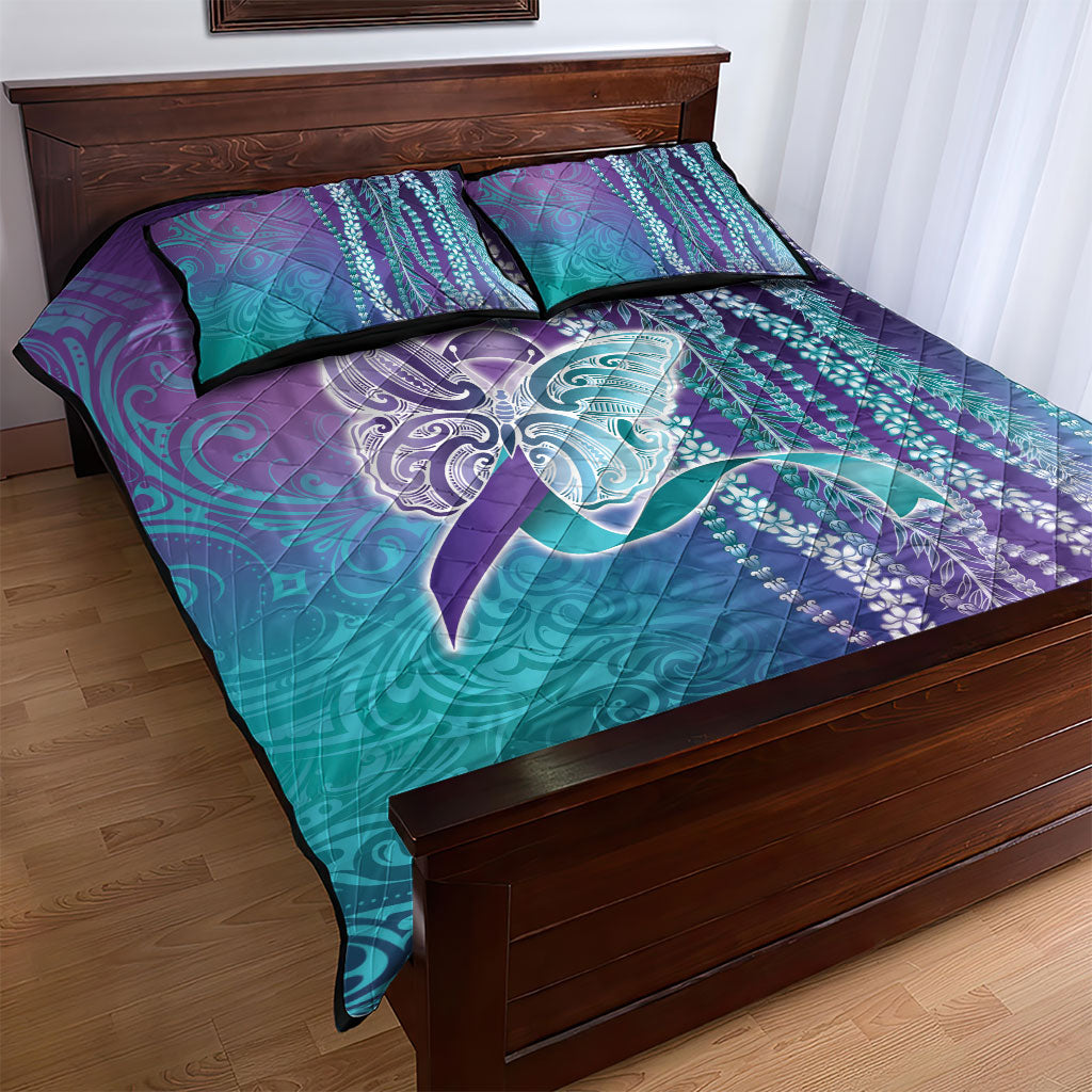 You Matter Suicide Prevention Support Quilt Bed Set Maile Pikake Lokelani Crown Flower Lei Inspired