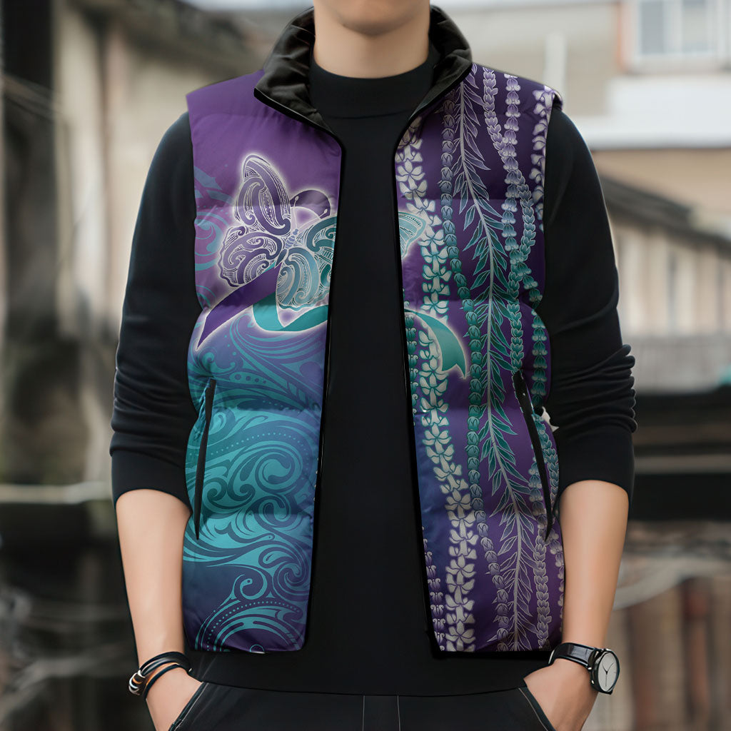 You Matter Suicide Prevention Support Sleeveless Puffer Jacket Maile Pikake Lokelani Crown Flower Lei Inspired