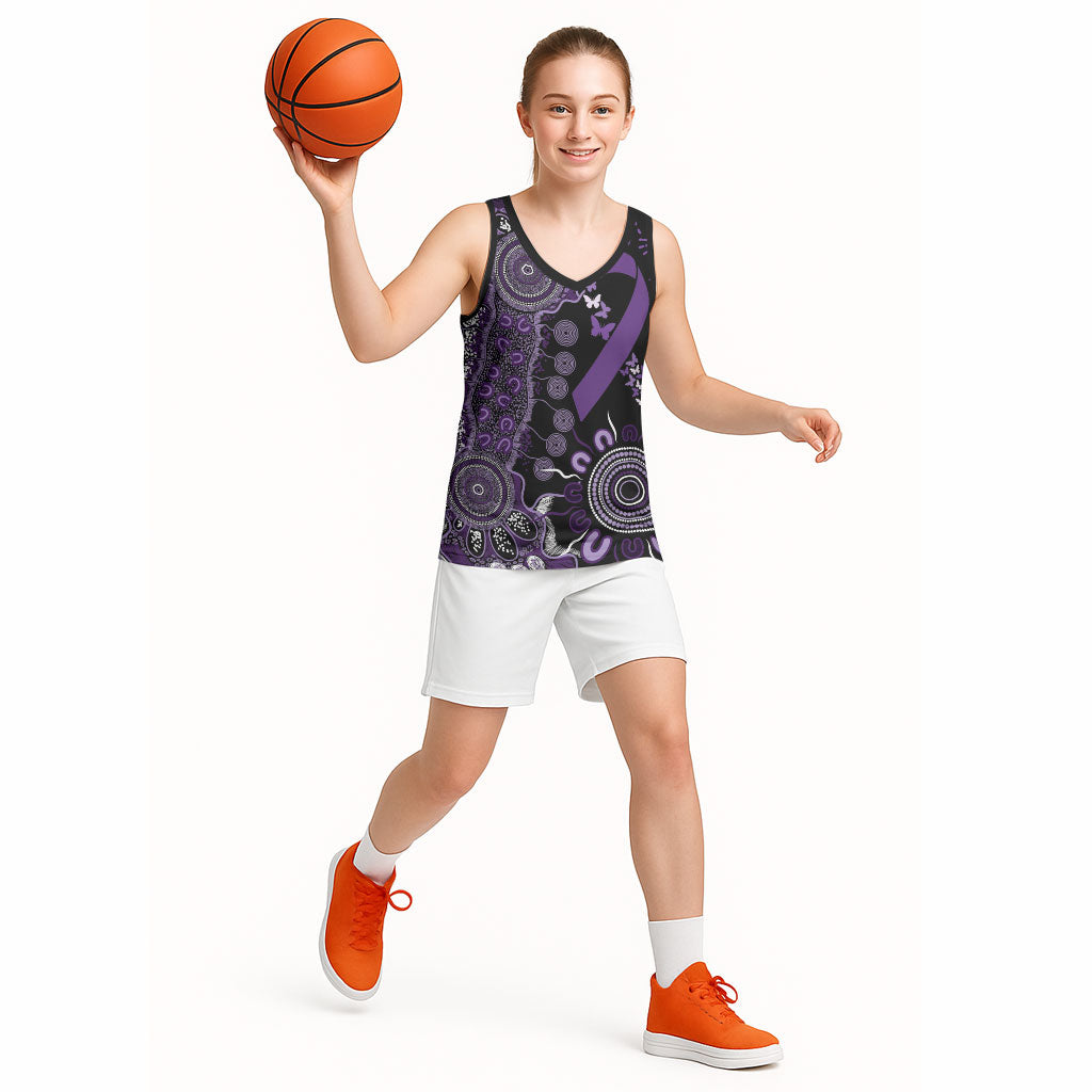 Memories Matter Alzheimers Support Personalised Basketball Jersey Aboriginal Ribbon Dot Painting