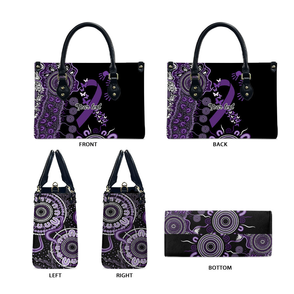 Memories Matter Alzheimers Support Personalised Leather Bag Aboriginal Ribbon Dot Painting