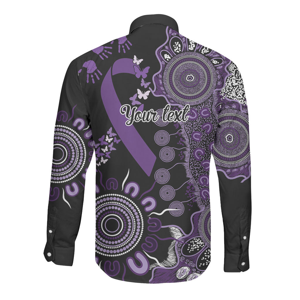 Memories Matter Alzheimers Support Personalised Long Sleeve Button Shirt Aboriginal Ribbon Dot Painting