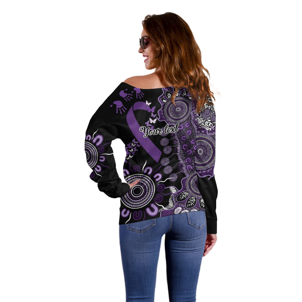Memories Matter Alzheimers Support Personalised Off Shoulder Sweater Aboriginal Ribbon Dot Painting