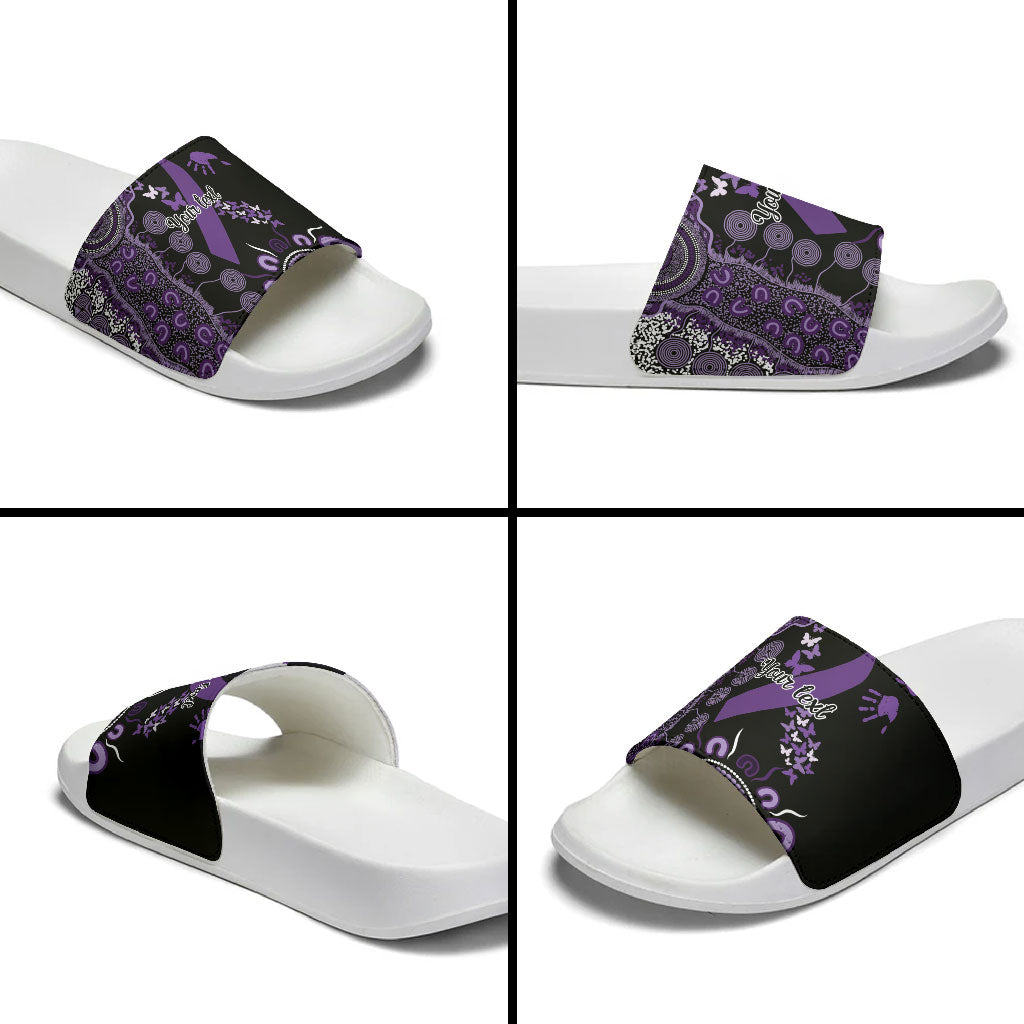 Memories Matter Alzheimers Support Personalised Slide Sandals Aboriginal Ribbon Dot Painting
