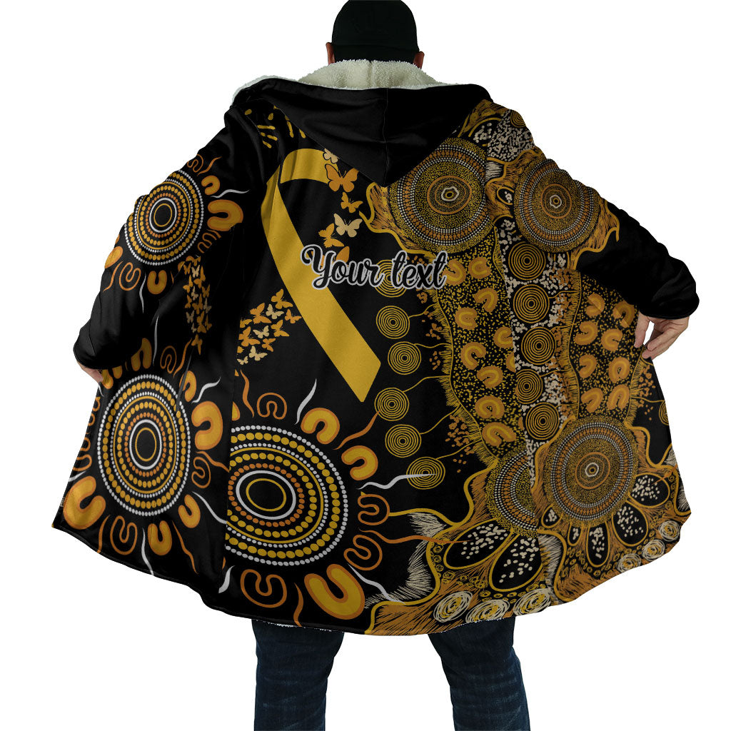 Hope For Childhood Cancer Support Personalised Cloak Aboriginal Gold Ribbon Dot Painting