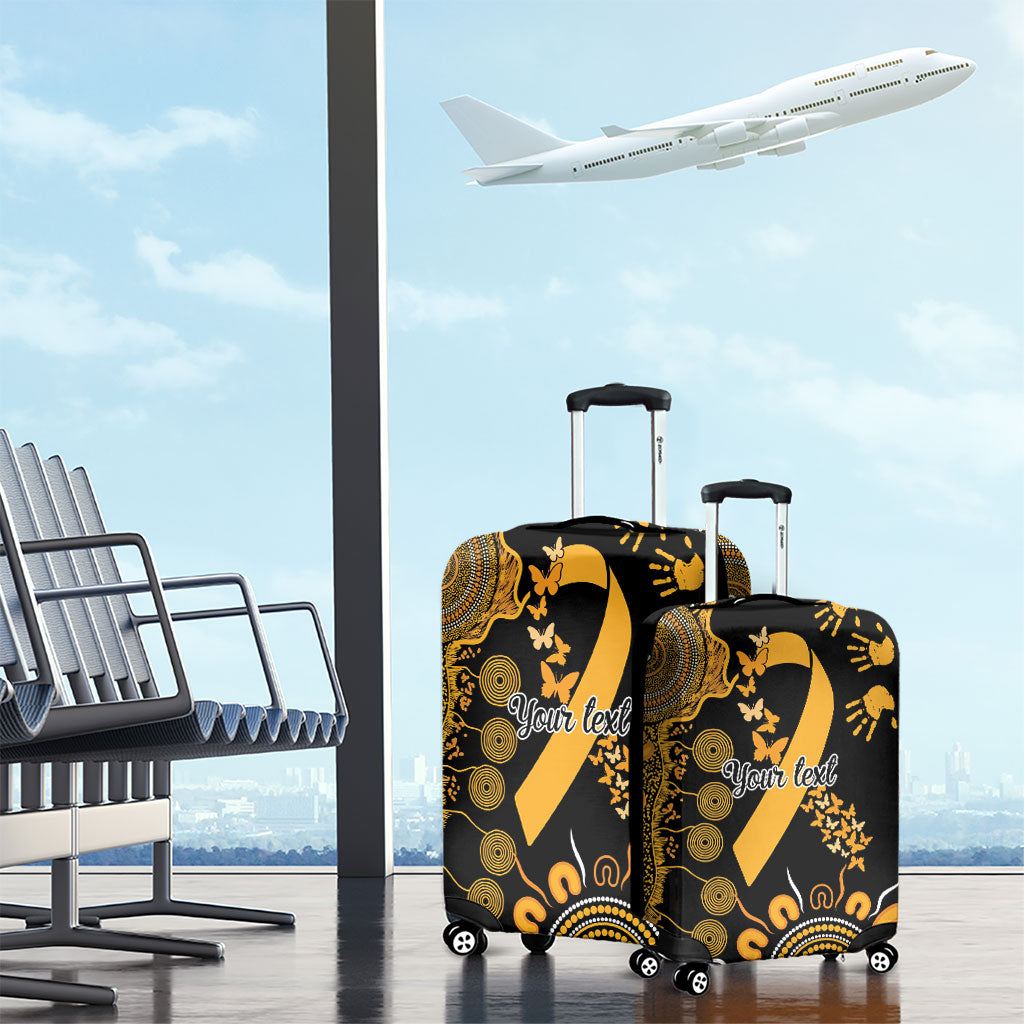 Hope For Childhood Cancer Support Personalised Luggage Cover Aboriginal Gold Ribbon Dot Painting