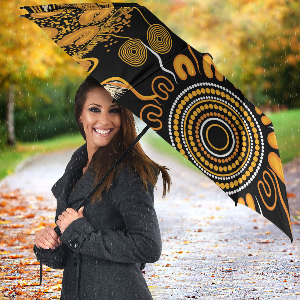 Hope For Childhood Cancer Support Personalised Umbrella Aboriginal Gold Ribbon Dot Painting