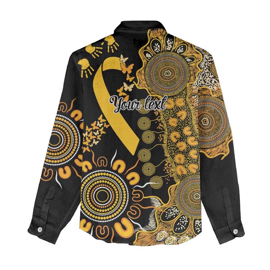 Hope For Childhood Cancer Support Personalised Women Casual Shirt Aboriginal Gold Ribbon Dot Painting