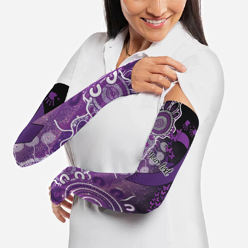 Australia Domestic Violence Support Personalised Arm Sleeves Aboriginal Ribbon Dot Painting