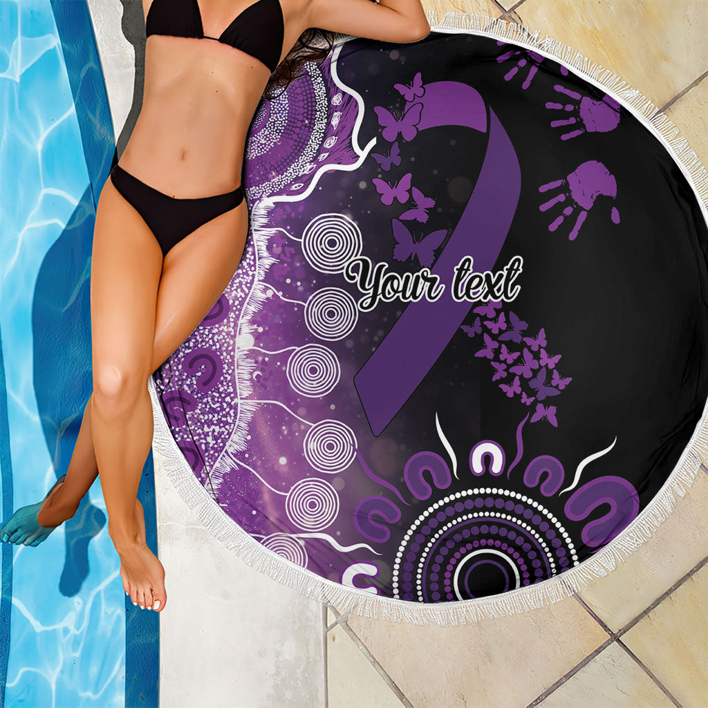Australia Domestic Violence Support Personalised Beach Blanket Aboriginal Ribbon Dot Painting