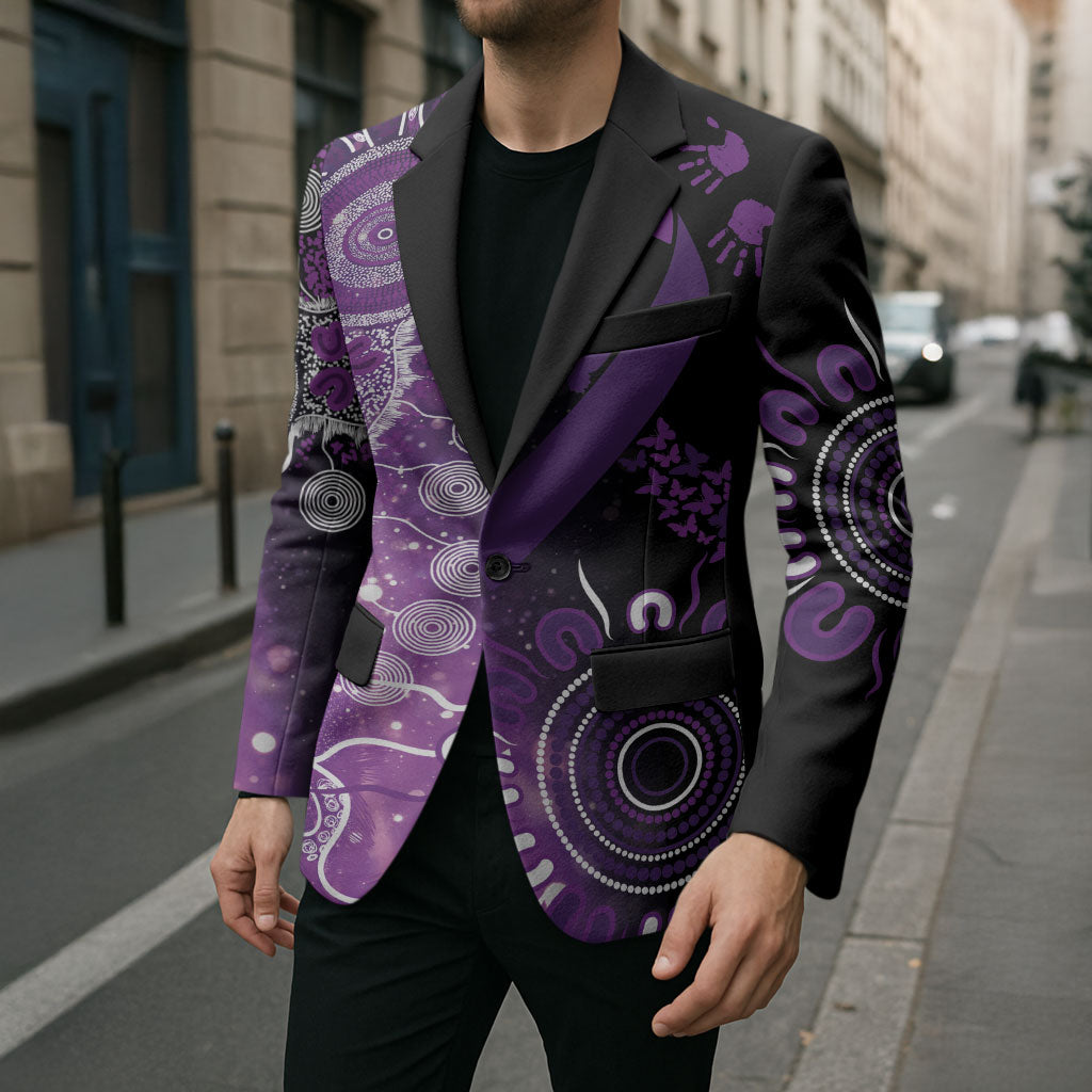 Australia Domestic Violence Support Personalised Blazer Aboriginal Ribbon Dot Painting