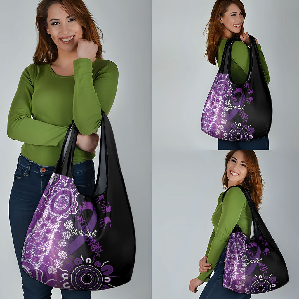 Australia Domestic Violence Support Personalised Grocery Bag Aboriginal Ribbon Dot Painting