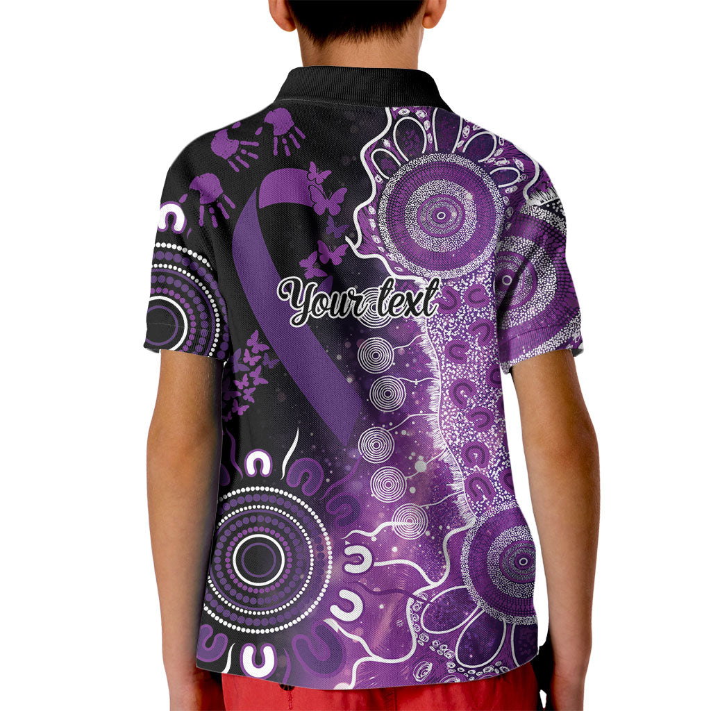 Australia Domestic Violence Support Personalised Kid Polo Shirt Aboriginal Ribbon Dot Painting