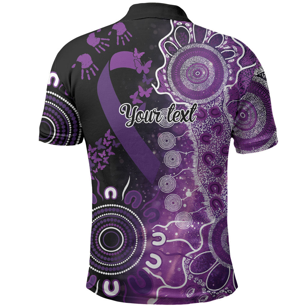 Australia Domestic Violence Support Personalised Polo Shirt Aboriginal Ribbon Dot Painting