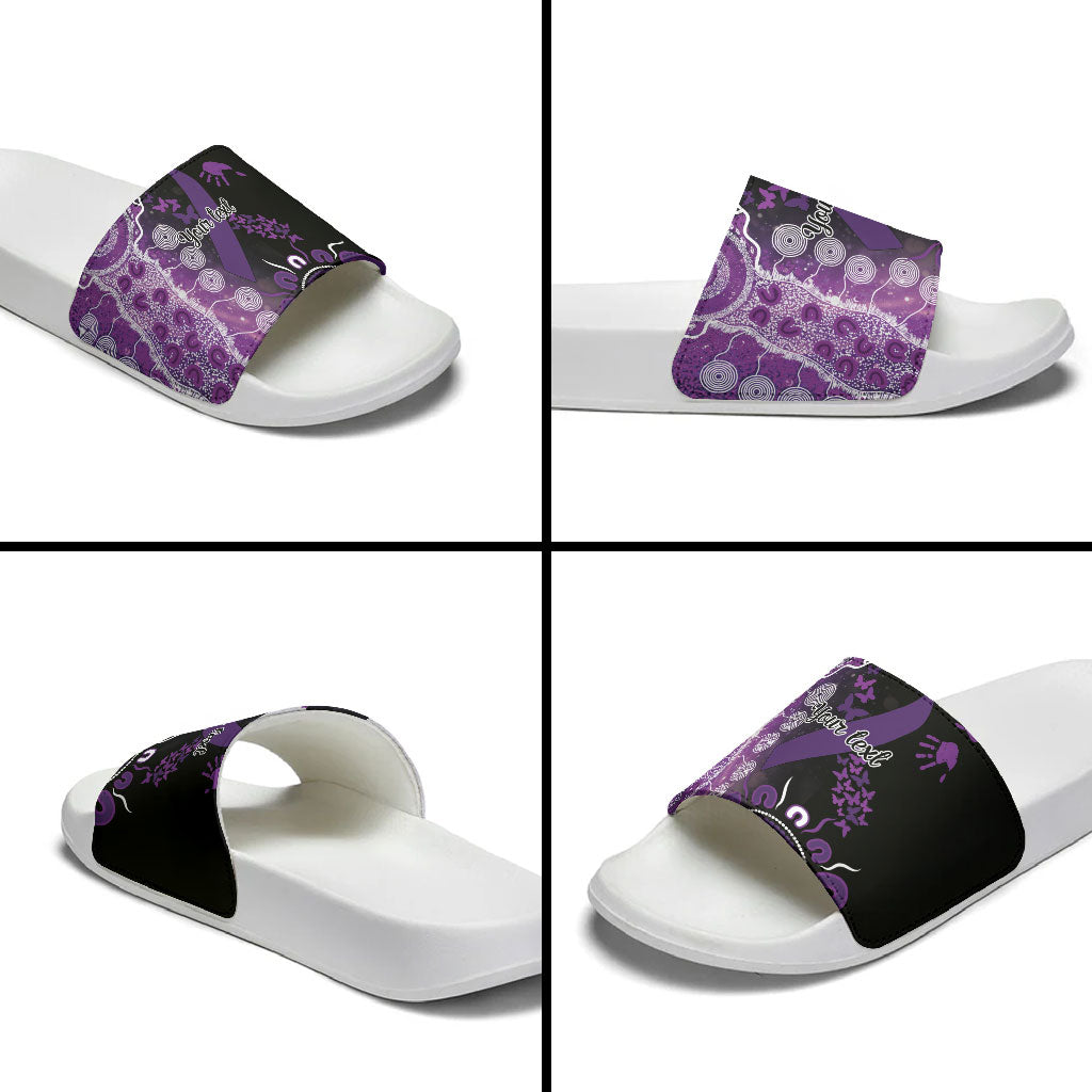Australia Domestic Violence Support Personalised Slide Sandals Aboriginal Ribbon Dot Painting