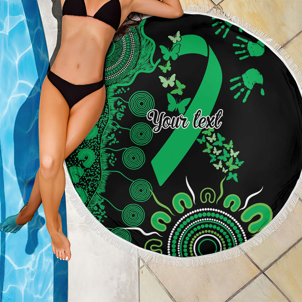 Australia Minority Mental Health Support Personalised Beach Blanket Aboriginal Ribbon Dot Painting