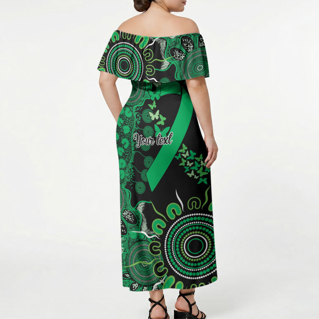 Australia Minority Mental Health Support Personalised Off Shoulder Maxi Dress Aboriginal Ribbon Dot Painting
