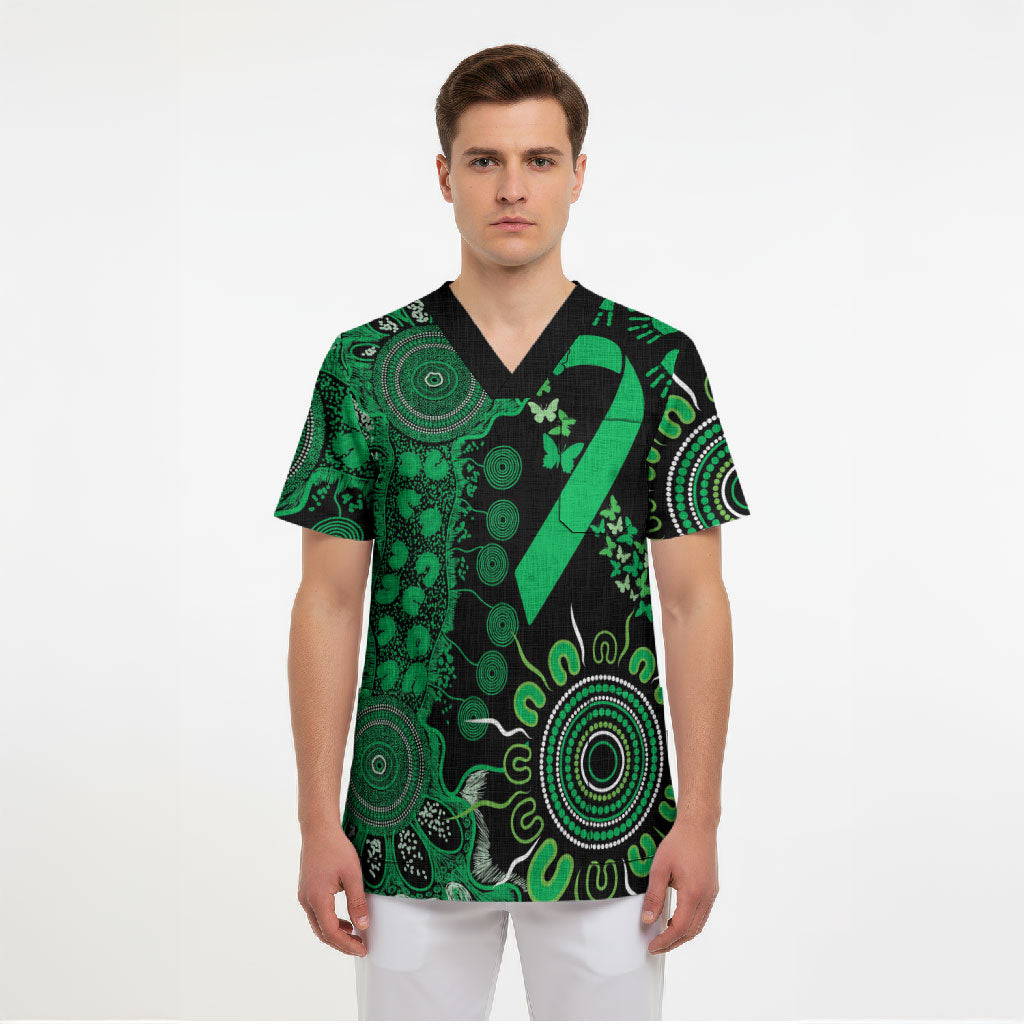 Australia Minority Mental Health Support Personalised Scrub Top Aboriginal Ribbon Dot Painting
