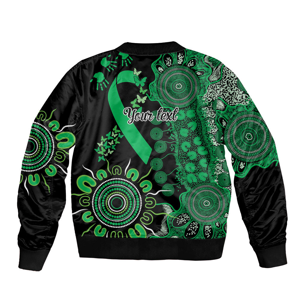 Australia Minority Mental Health Support Personalised Sleeve Zip Bomber Jacket Aboriginal Ribbon Dot Painting
