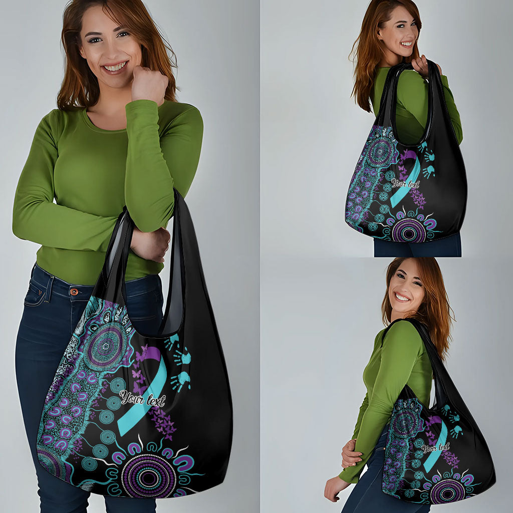 Australia You Matter Suicide Prevention Support Personalised Grocery Bag Aboriginal Ribbon Dot Painting