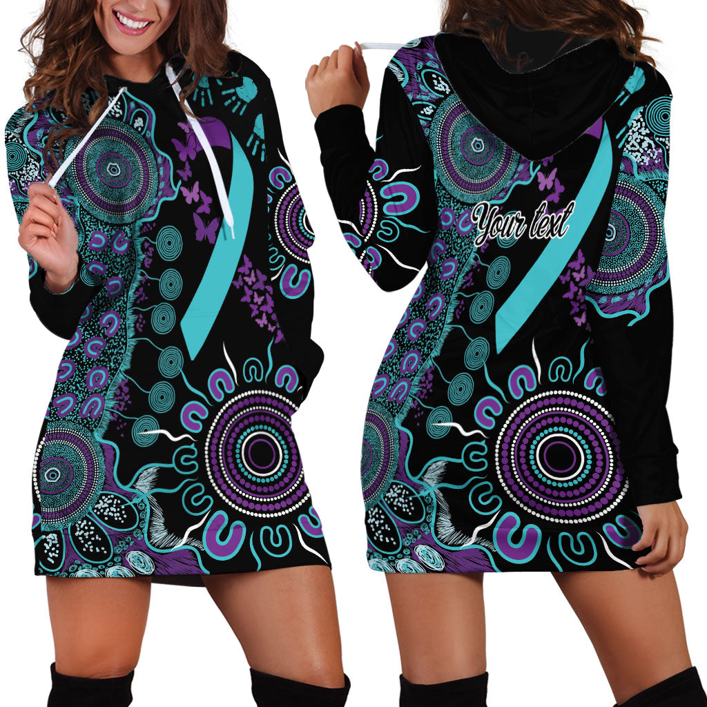 Australia You Matter Suicide Prevention Support Personalised Hoodie Dress Aboriginal Ribbon Dot Painting