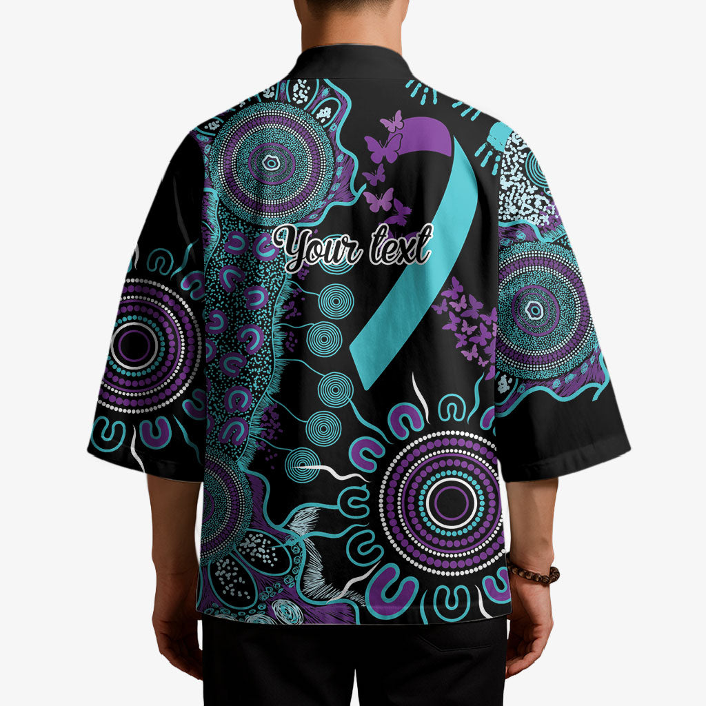 Australia You Matter Suicide Prevention Support Personalised Kimono Aboriginal Ribbon Dot Painting