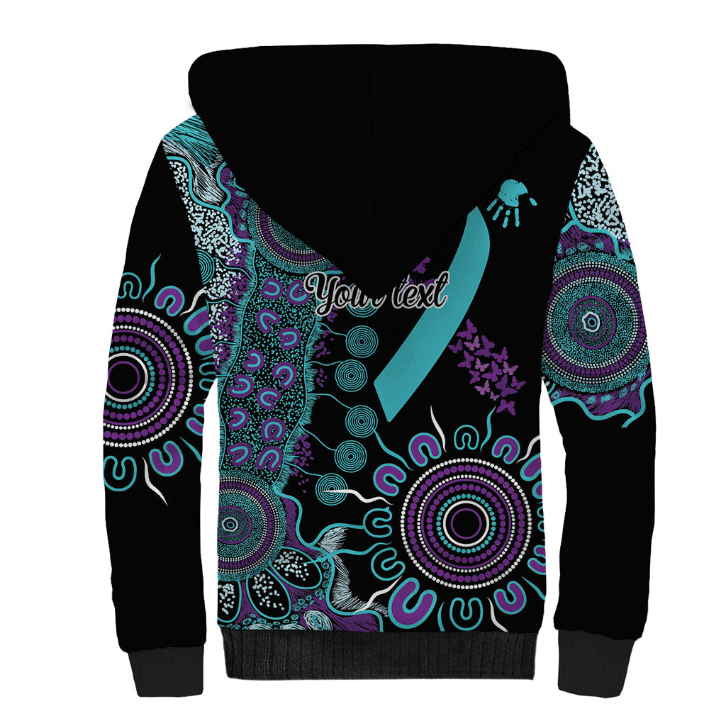 Australia You Matter Suicide Prevention Support Personalised Sherpa Hoodie Aboriginal Ribbon Dot Painting