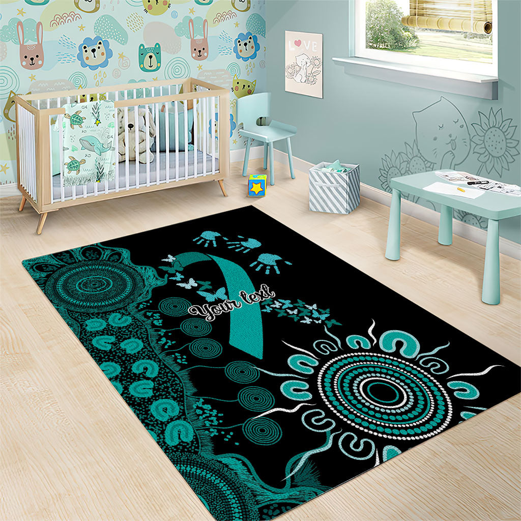 Australia Ovarian Cancer Support Personalised Area Rug Aboriginal Ribbon Dot Painting