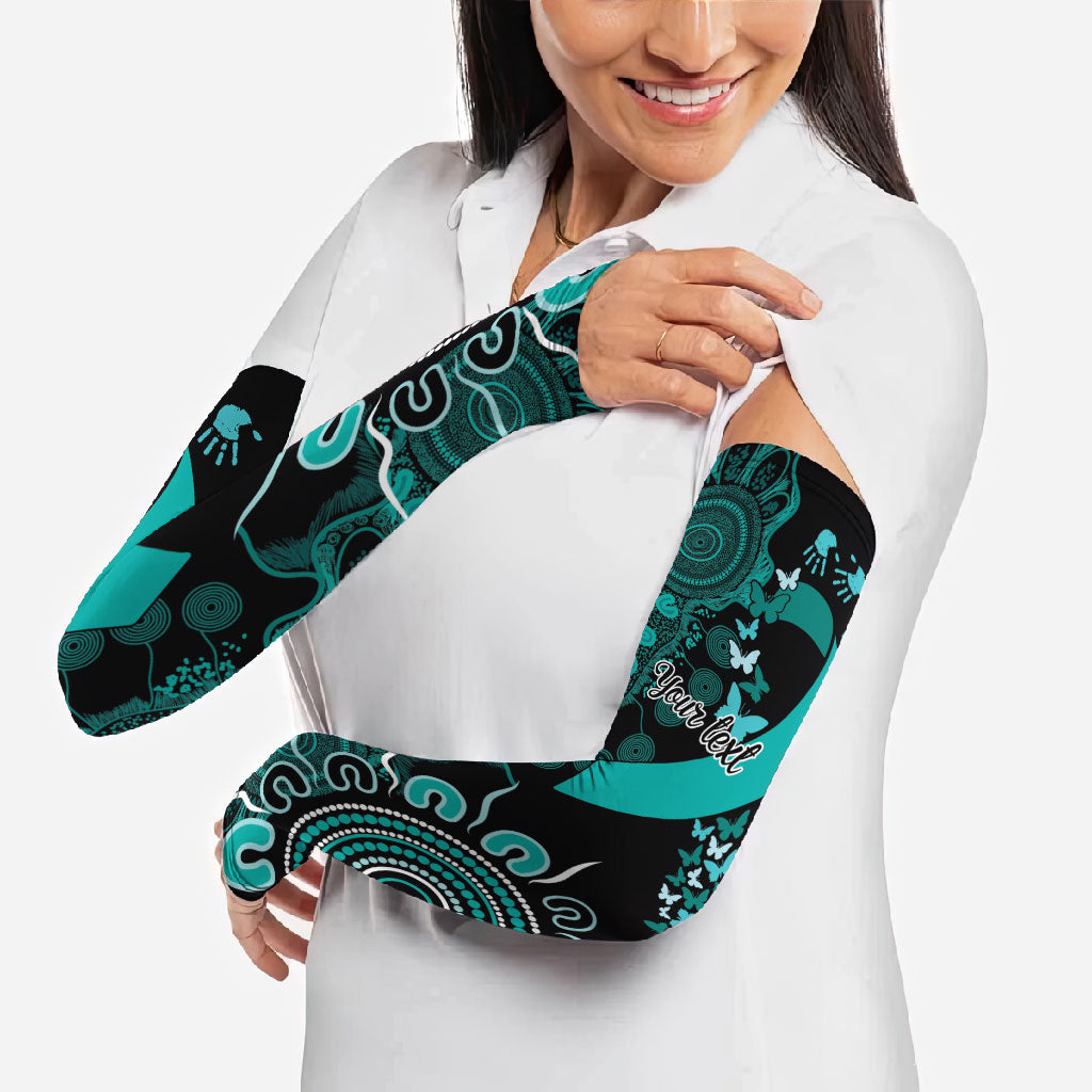 Australia Ovarian Cancer Support Personalised Arm Sleeves Aboriginal Ribbon Dot Painting