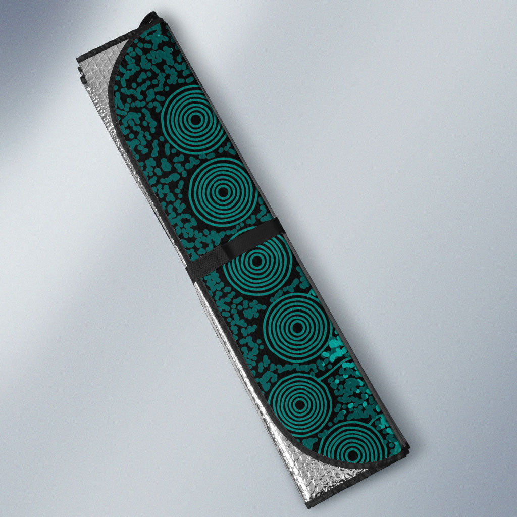 Australia Ovarian Cancer Support Personalised Auto Sun Shade Aboriginal Ribbon Dot Painting