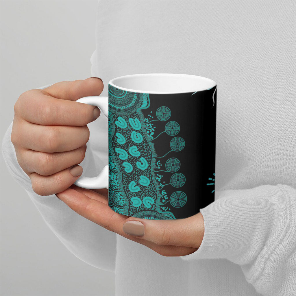 Australia Ovarian Cancer Support Personalised Ceramic Mug Aboriginal Ribbon Dot Painting