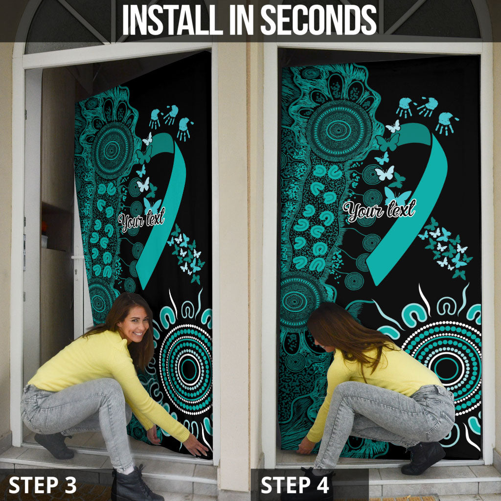 Australia Ovarian Cancer Support Personalised Door Cover Aboriginal Ribbon Dot Painting