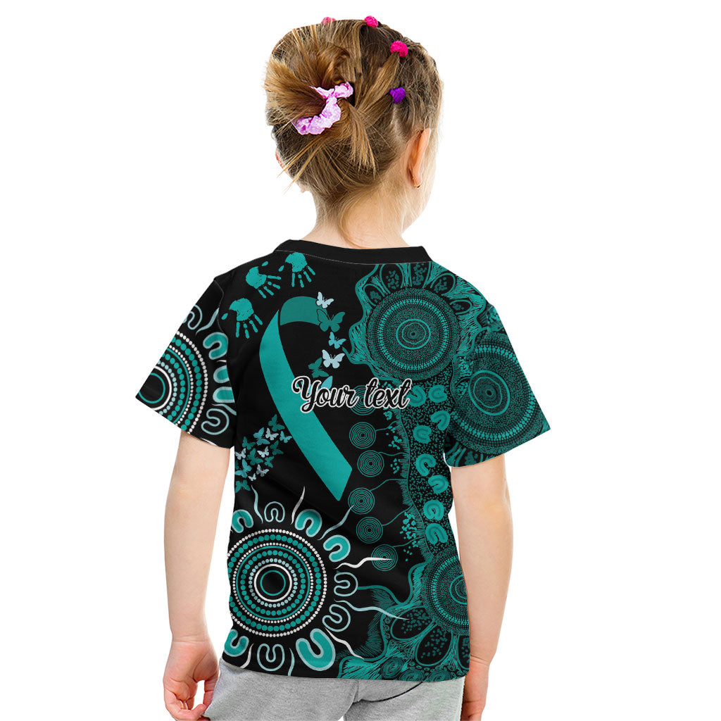 Australia Ovarian Cancer Support Personalised Kid T Shirt Aboriginal Ribbon Dot Painting