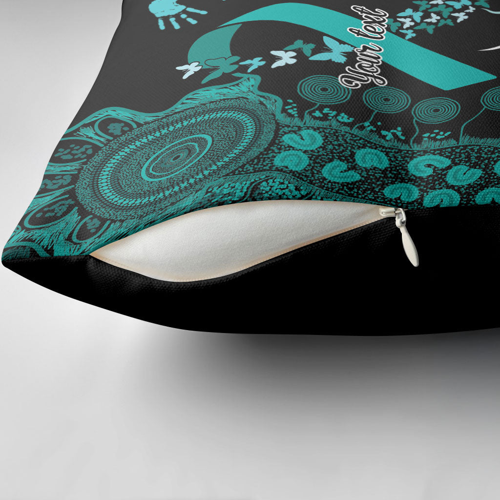 Australia Ovarian Cancer Support Personalised Pillow Cover Aboriginal Ribbon Dot Painting
