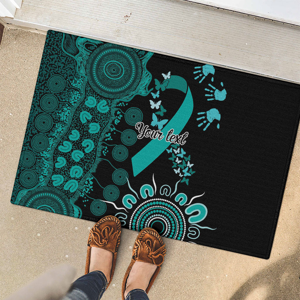 Australia Ovarian Cancer Support Personalised Rubber Doormat Aboriginal Ribbon Dot Painting