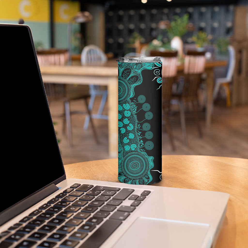 Australia Ovarian Cancer Support Personalised Skinny Tumbler Aboriginal Ribbon Dot Painting