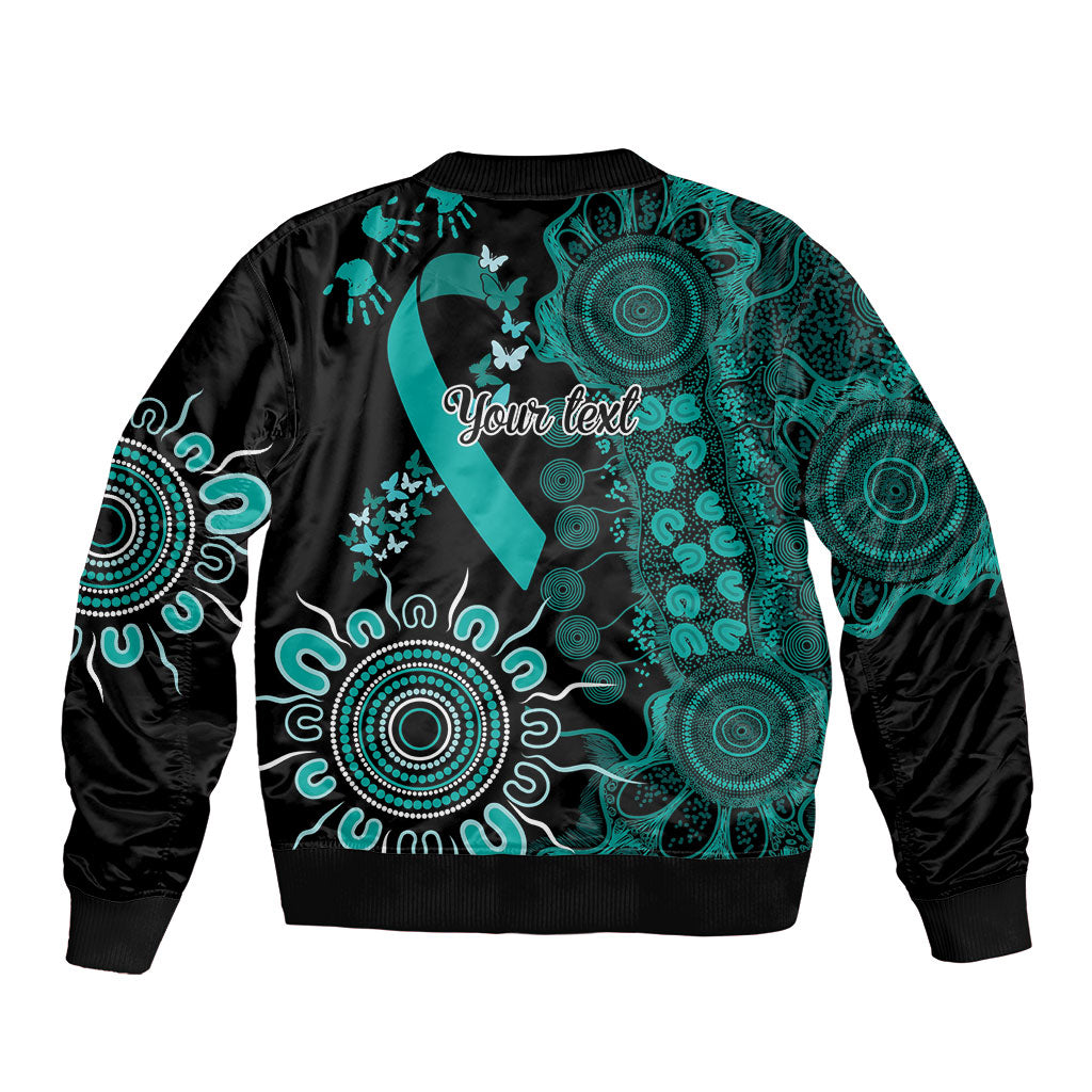 Australia Ovarian Cancer Support Personalised Sleeve Zip Bomber Jacket Aboriginal Ribbon Dot Painting